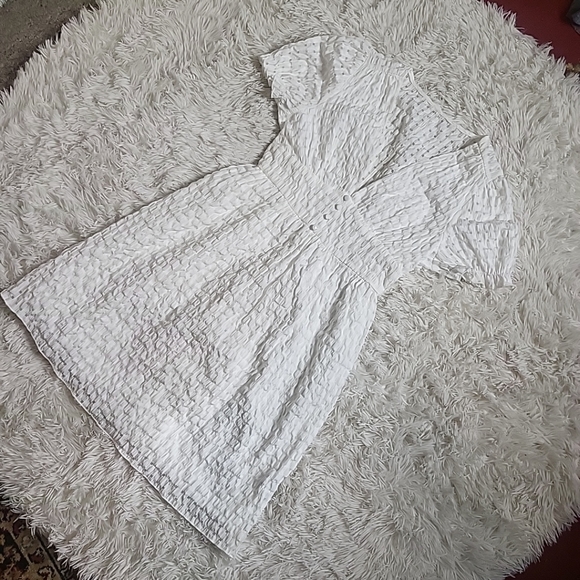 *SOLD* White Semi Sheer White Crinkly Picnic Girly Coquette Babydoll Dress - S - Picture 3 of 15